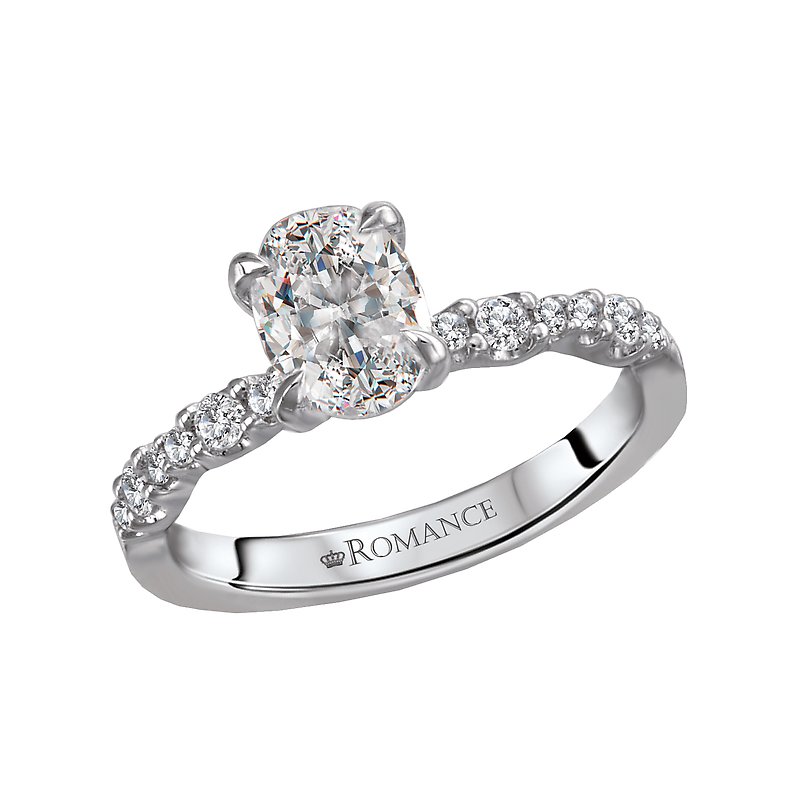 Bandora 18K White Gold Oval Diamond Semi-Mount Engagement Ring