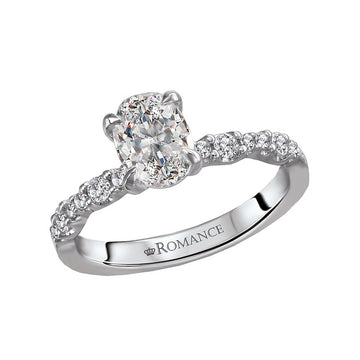 Bandora 18K White Gold Oval Diamond Semi-Mount Engagement Ring