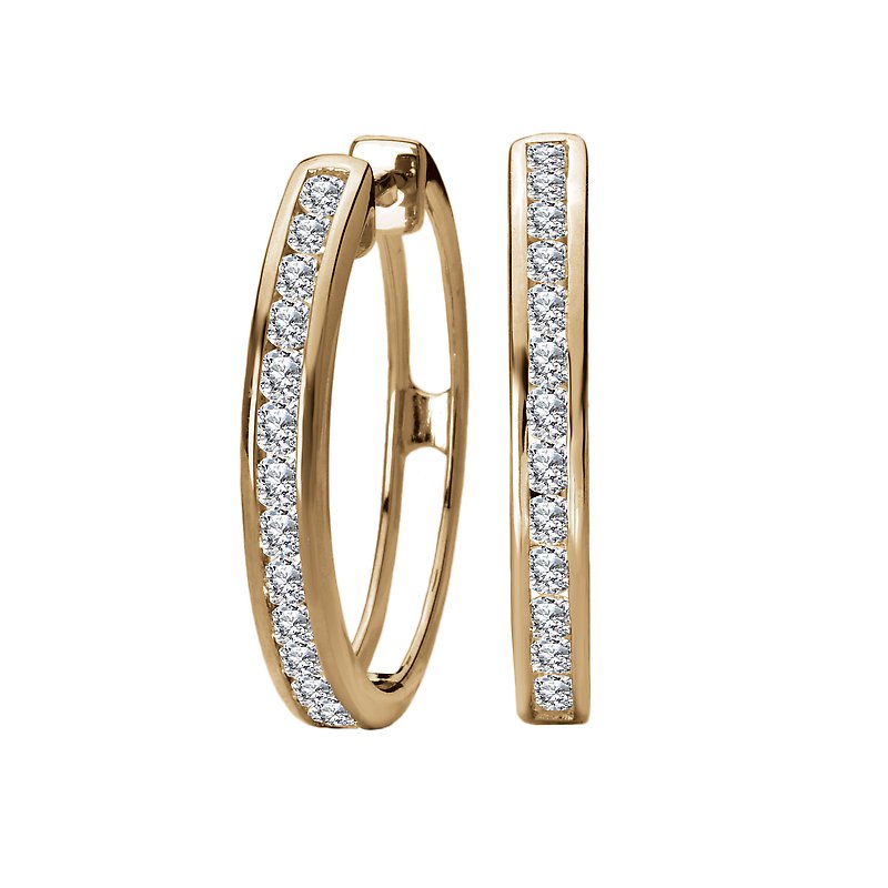 Luxora 14K Yellow Gold Round Diamond Hoop Earrings (D 1.0 carat total weight)