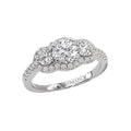 Orbelle 3 Stone Diamond Ring | 14K White Gold Halo Engagement Ring