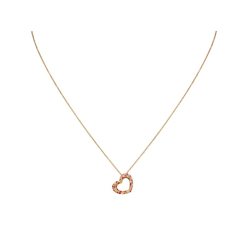 Luxora 14K Yellow Gold Diamond and Sapphire Heart Necklace