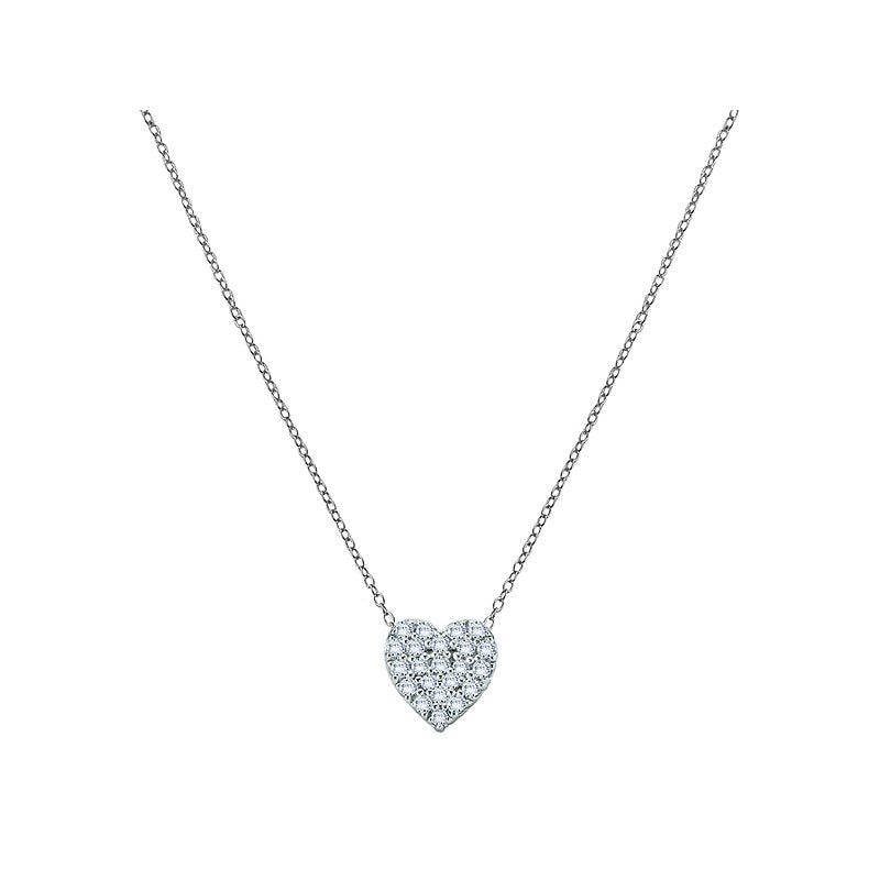 Luxora Diamond Heart Shaped Pendant Necklace in 14K White Gold