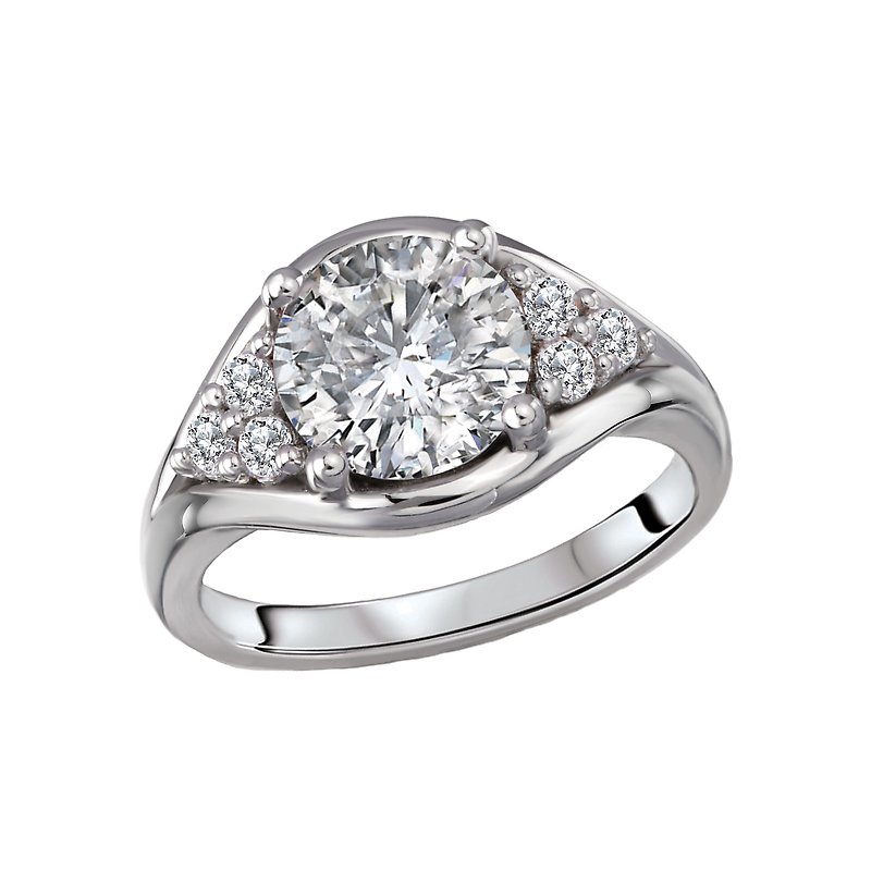 Orbelle Diamond Semi-Mount Engagement Ring | Bandora 14K White Gold Round Diamond Ring