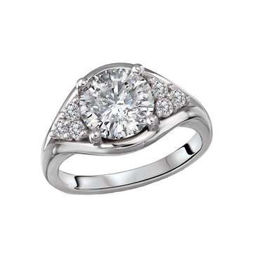 Orbelle Diamond Semi-Mount Engagement Ring | Bandora 14K White Gold Round Diamond Ring