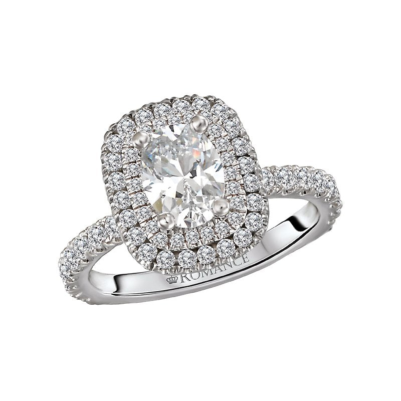 Orbelle Diamond Halo Semi Mount Engagement Ring | 14K White Gold