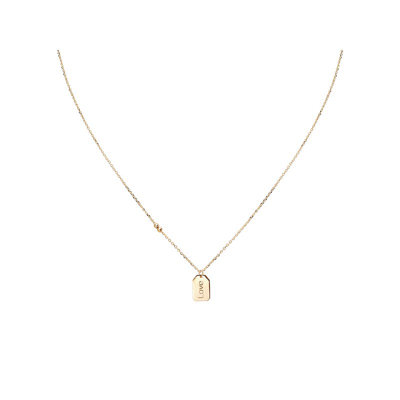 Luxora Italian 14kt Gold Love Dogtag Necklace | Adjustable Lariat Style