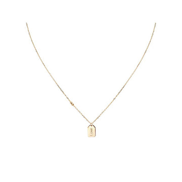 Luxora Italian 14kt Gold Love Dogtag Necklace | Adjustable Lariat Style