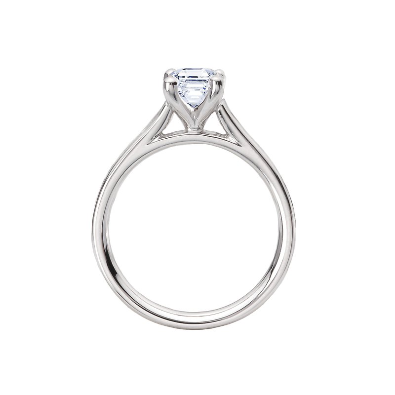 Orbelle Diamond Hidden Halo Engagement Ring | 14K White Gold Emerald Cut