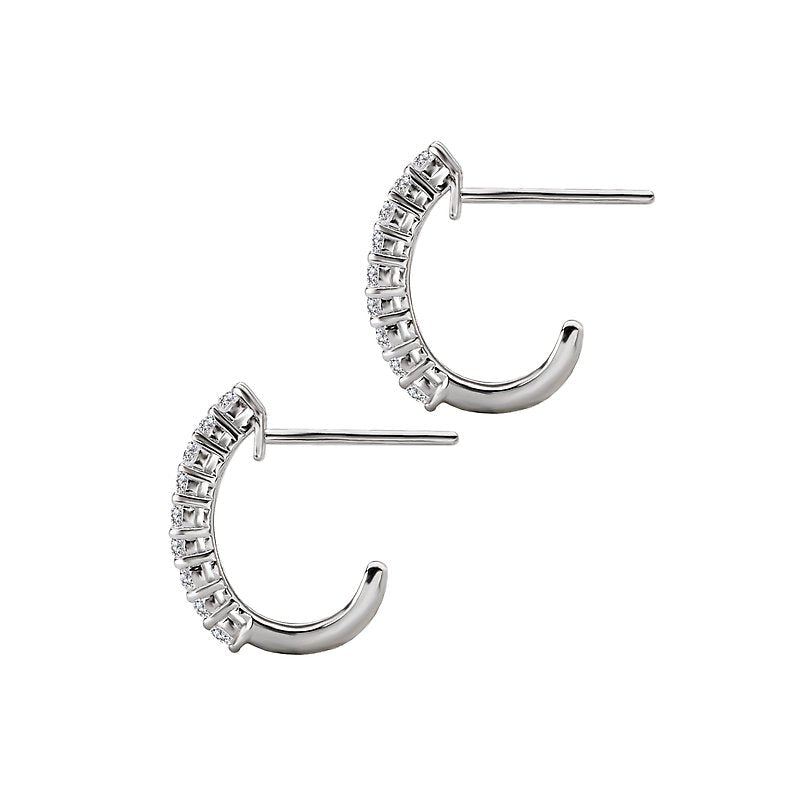 Luxora 14K White Gold Diamond Half Hoop Earrings