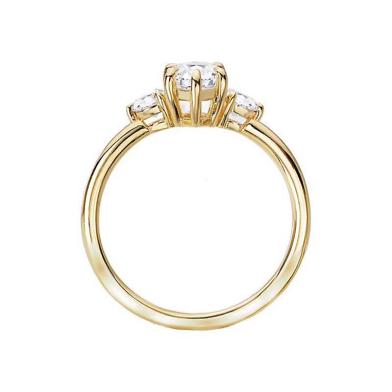 Orbelle Lab Grown 3-Stone Semi-Mount Diamond Engagement Ring in 14K Yellow Gold