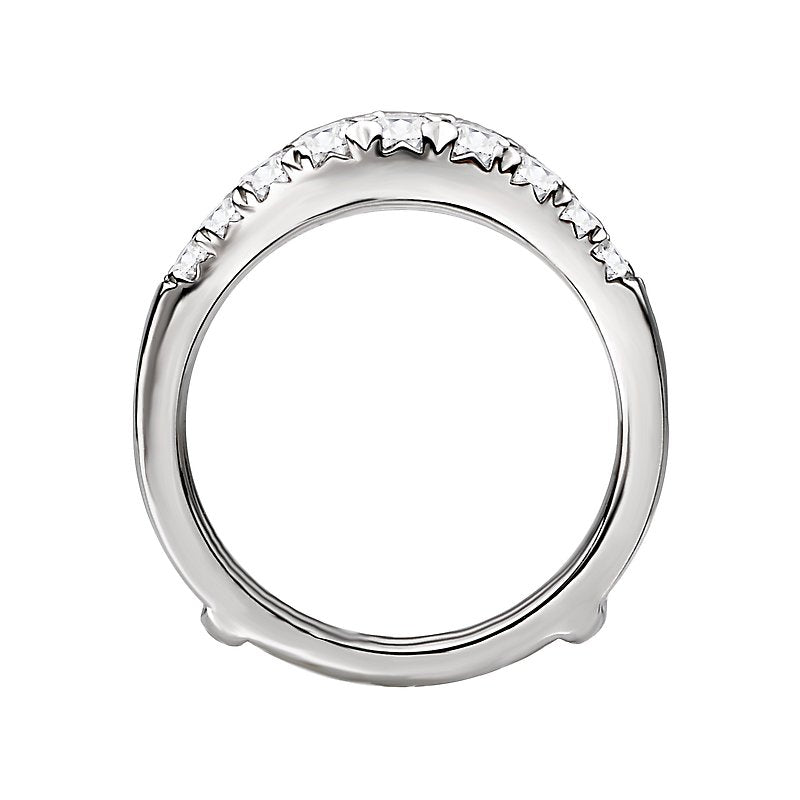 Glemera Diamond Wrap Wedding Band with Guard - 14K White Gold French Paved Round Diamond Ring