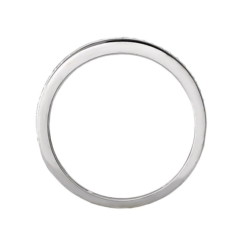 Luxora Ladies Diamond Band - 14K White Gold Stackable Ring with Round Faceted Diamonds
