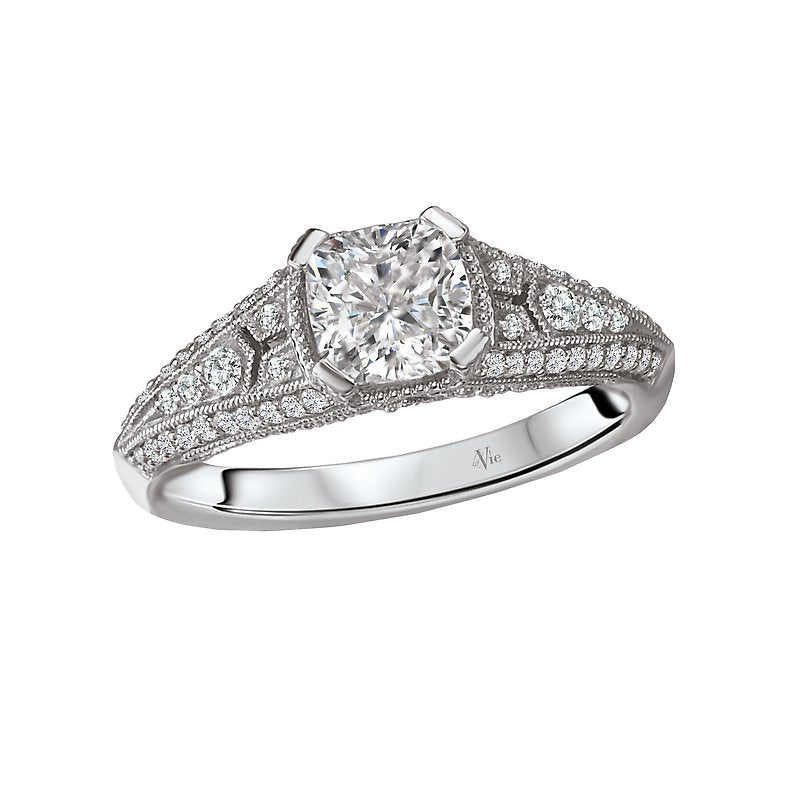 Glemera Vintage Semi-Mount Diamond Ring in 14K White Gold