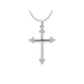 Luxora Diamond Cross Necklace - 14K White Gold Rollo Chain with Round Diamonds