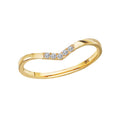 14K Yellow Gold V-Shaped Diamond Stackable Ring - Luxora Ladies Fashion