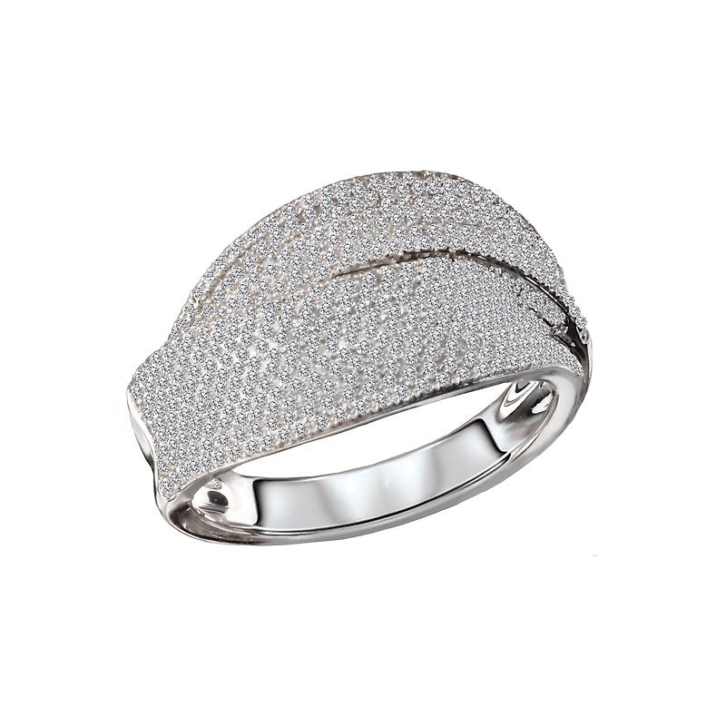 Luxora 14K White Gold Twisted Diamond Fashion Ring (D 3/4 Carat Total Weight)