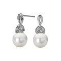 Luxora White Gold Diamond and Pearl Leaf Earrings
