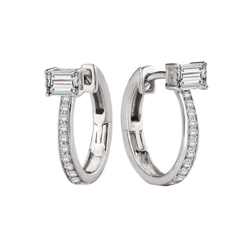 Luxora Lab Grown Diamond Huggie Earrings | 14K White Gold Hoop Earrings