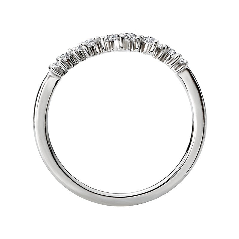 Orbelle Diamond Nesting Wedding Band - 14K White Gold Curved Ring with Pear-Shaped White Diamonds