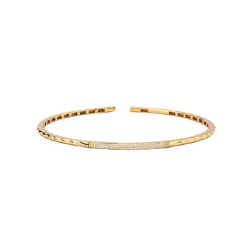 Luxora 14K Yellow Gold Diamond Cuff Bracelet - Round White Diamonds (D 1/4 carat total weight)