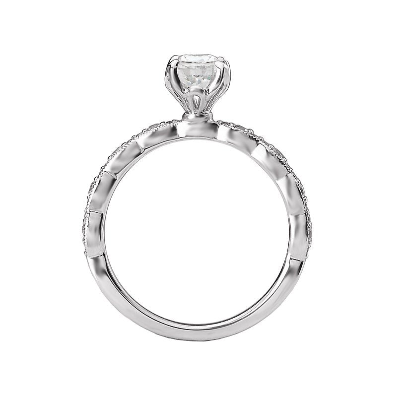 Bandora 14K White Gold Semi-Mount Diamond Ring for Oval Center Stone