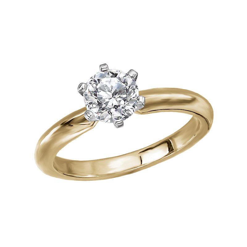 Glemera Solitaire Diamond Ring Semi-Mount 14K Yellow Gold