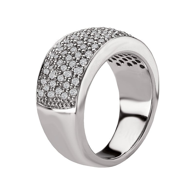 Luxora 14K White Gold 6-Row Pave Set Round Diamond Ladies Fashion Ring (D 1 1/2 carat total weight)