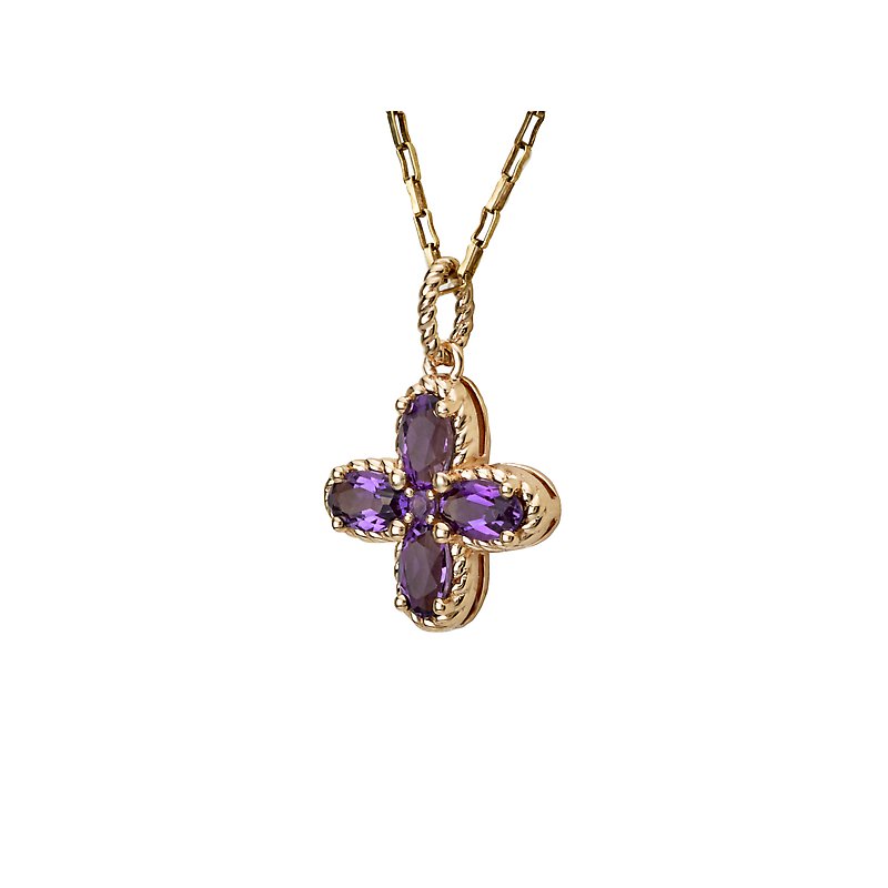 Luxora Amethyst Flower Pendant in 14K Yellow Gold