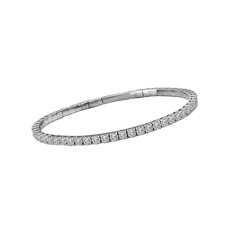 Luxora Ladies Fashion Diamond Flexible Bangle Bracelet in 14K White Gold