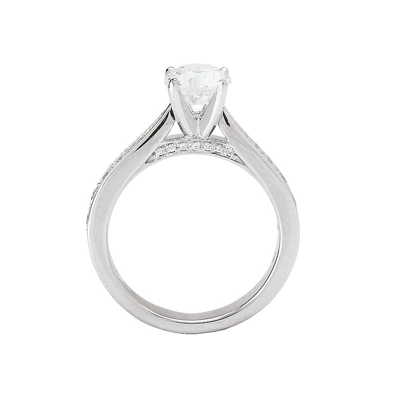 Orbelle 18K White Gold Diamond Semi-Mount Ring for 6.5mm Round Center Stone