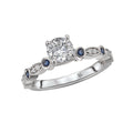 Glemera Diamond and Sapphire Semi Mount Ring - Bandora 14K White Gold Engagement Ring