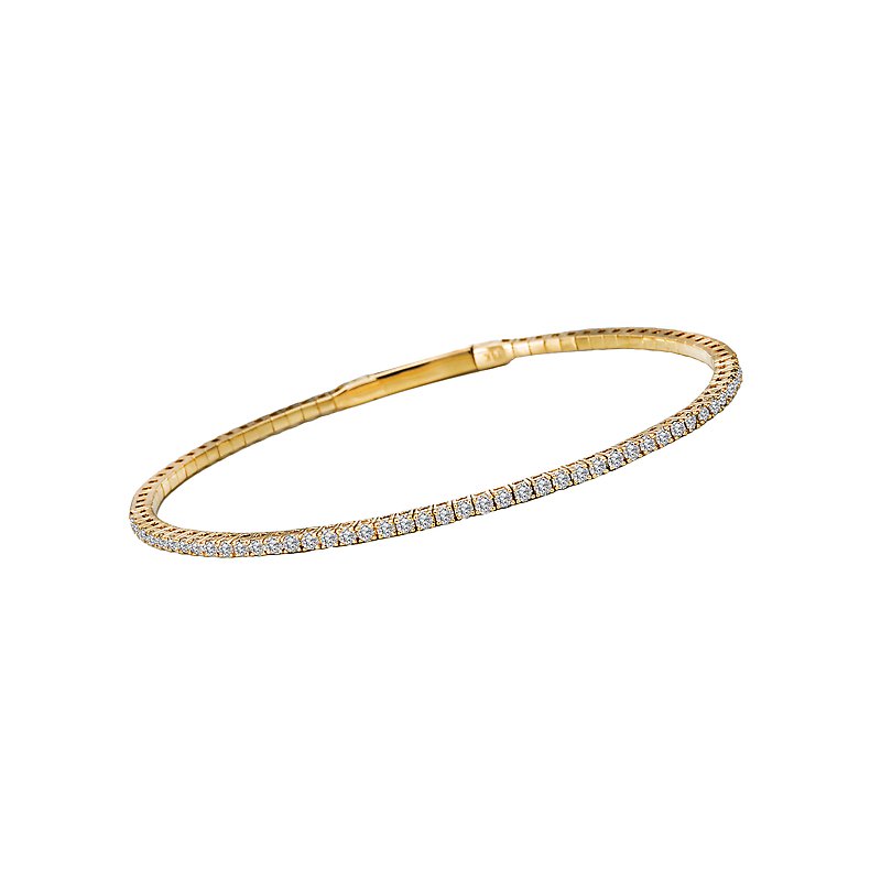 Luxora Ladies Fashion Diamond Flexible Bangle Bracelet in 14K Yellow Gold
