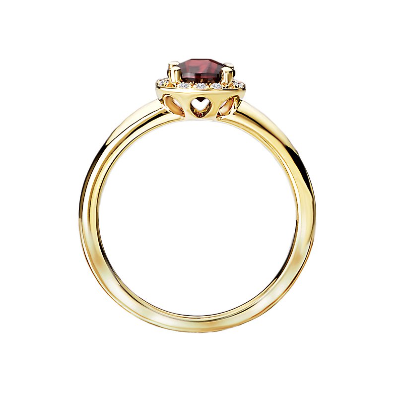Luxora 14K Yellow Gold Garnet Halo Ring with Diamond Accents