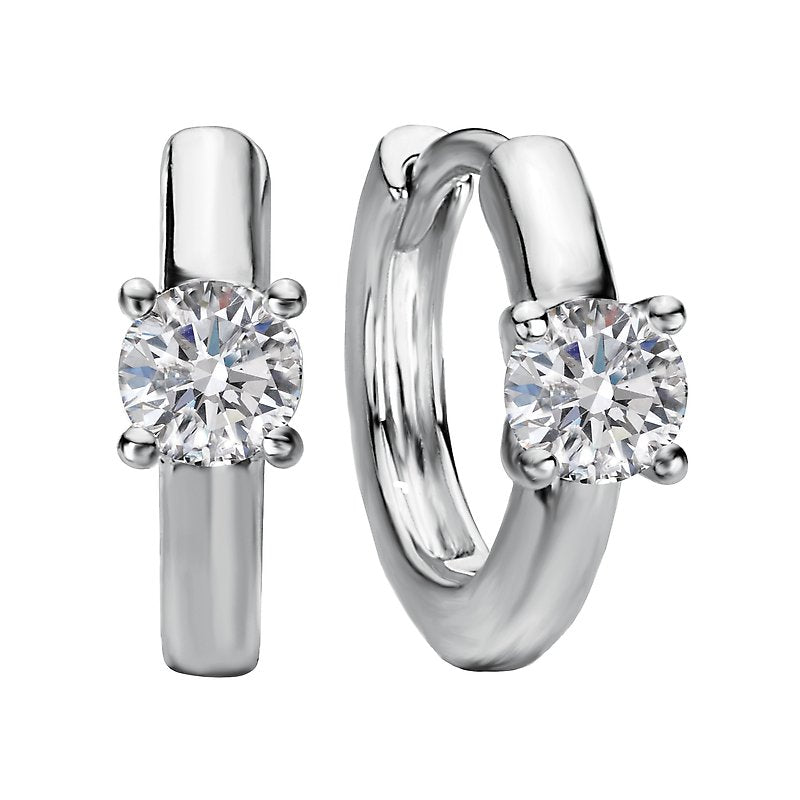 Luxora 14K White Gold Diamond Huggie Earrings