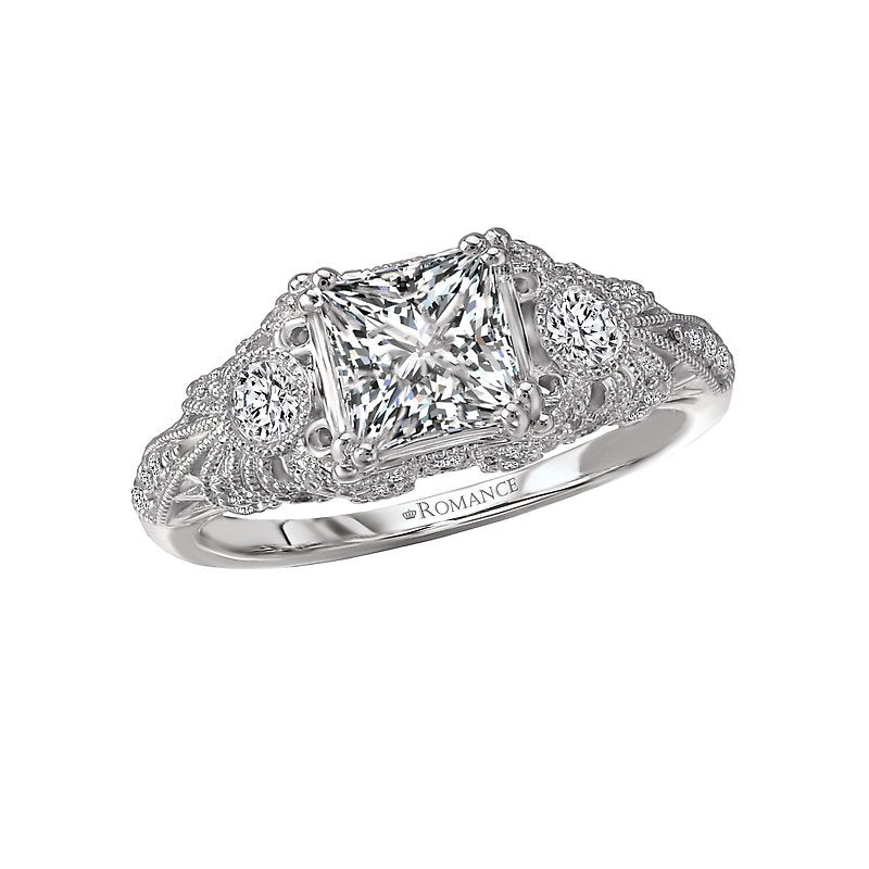 Vintage 18K White Gold Diamond Engagement Semi-Mount Ring