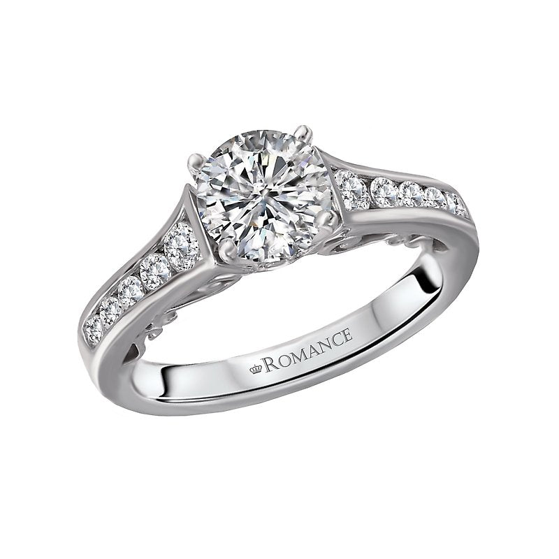 Orbelle Peg Head Semi-Mount Diamond Ring | Bandora 18K White Gold Engagement Ring