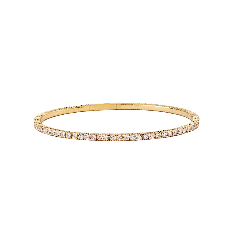 Luxora 14K Yellow Gold Diamond Flex Bangle Bracelet 3 CTW, 7