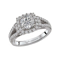 Orbelle Split Shank Halo Diamond Ring Semi-Mount in 18K White Gold