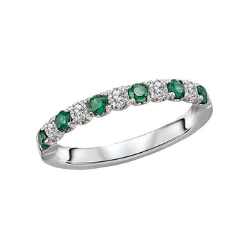 Luxora 14K White Gold Tsavorite and Diamond Stackable Ladies Fashion Ring