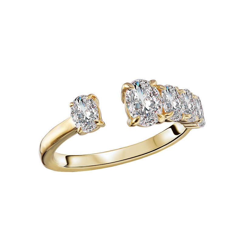 Luxora 14K Gold Open Front Ladies Fashion Ring with Oval Lab Grown Diamonds