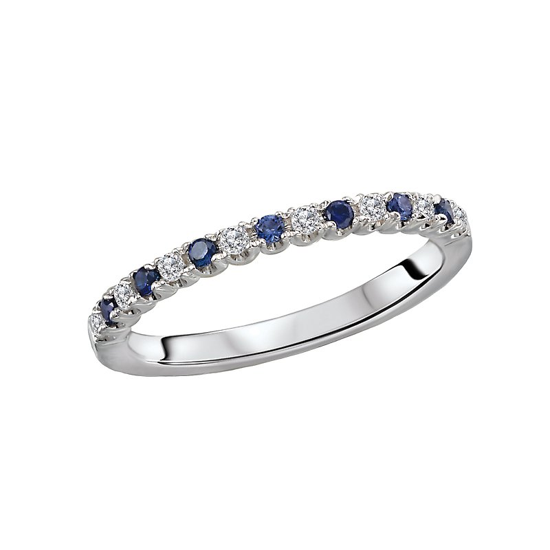 Luxora 14K White Gold Stackable Sapphire and Diamond Fashion Ring