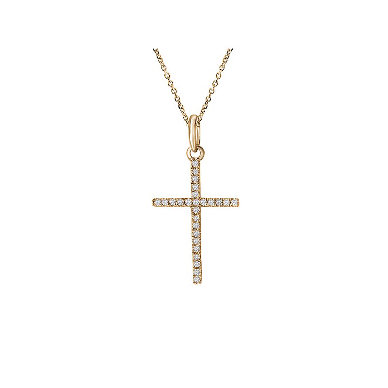 Luxora 14K Yellow Gold Round Diamond Cross Pendant