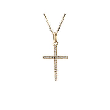 Luxora 14K Yellow Gold Round Diamond Cross Pendant