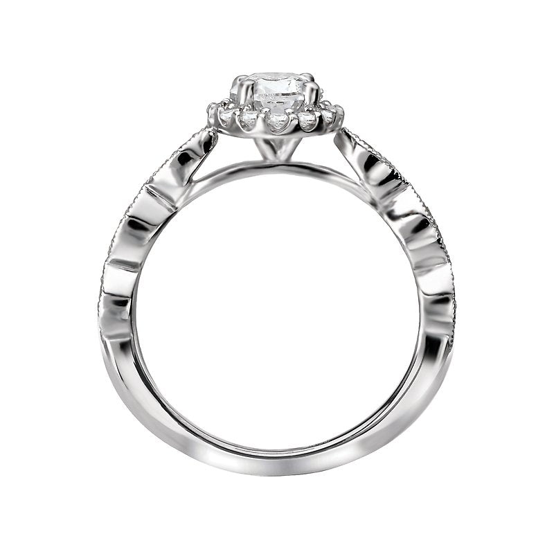 Orbelle Halo Semi Mount Ring in 14K White Gold with Oval Lab Grown Diamond
