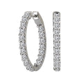 Luxora Ladies Diamond Hoop Earrings - 14K White Gold Oval Shaped Classic Hoops
