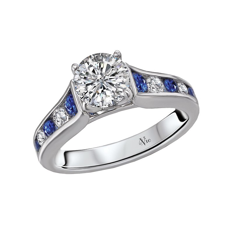Glemera Bandora 14K White Gold Diamond and Sapphire Semi-Mount Ring