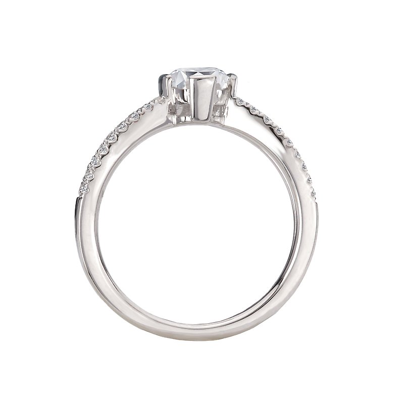Orbelle 14K White Gold Split Shank V-Curve Oval Semi-Mount Diamond Ring