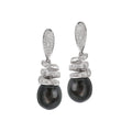 Luxora 14K White Gold Pearl and Diamond Drop Earrings