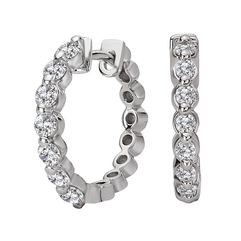 Luxora 14K White Gold Diamond Huggie Style Earrings