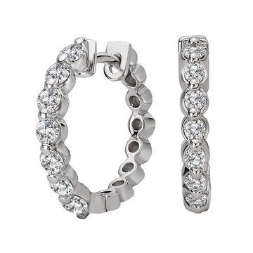 Luxora 14K White Gold Diamond Huggie Style Earrings